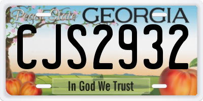 GA license plate CJS2932