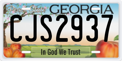 GA license plate CJS2937