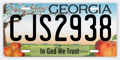GA license plate CJS2938