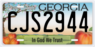 GA license plate CJS2944