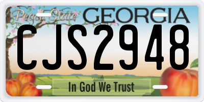 GA license plate CJS2948