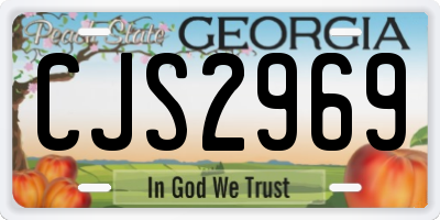 GA license plate CJS2969
