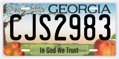 GA license plate CJS2983
