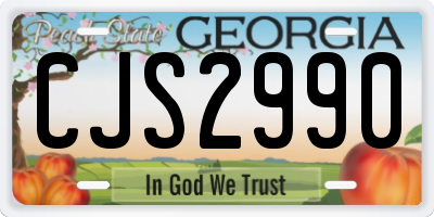 GA license plate CJS2990