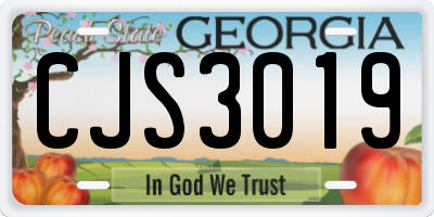 GA license plate CJS3019
