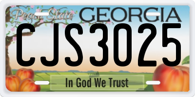 GA license plate CJS3025