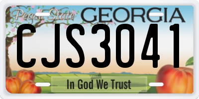 GA license plate CJS3041