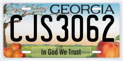 GA license plate CJS3062