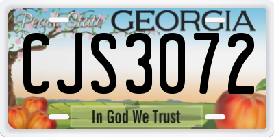 GA license plate CJS3072