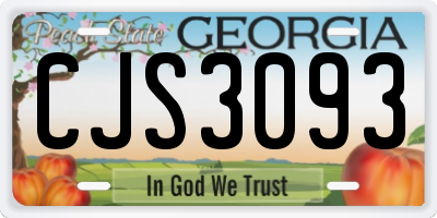 GA license plate CJS3093