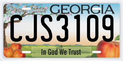 GA license plate CJS3109