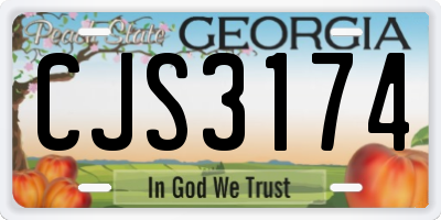 GA license plate CJS3174