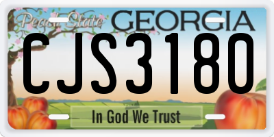 GA license plate CJS3180