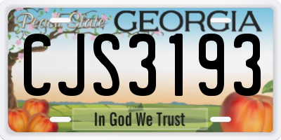 GA license plate CJS3193