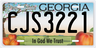 GA license plate CJS3221