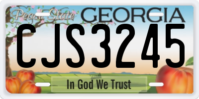 GA license plate CJS3245