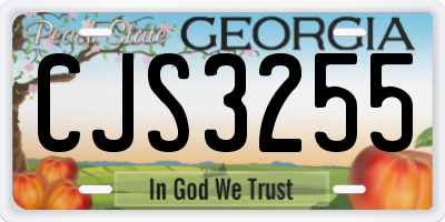 GA license plate CJS3255