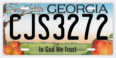 GA license plate CJS3272
