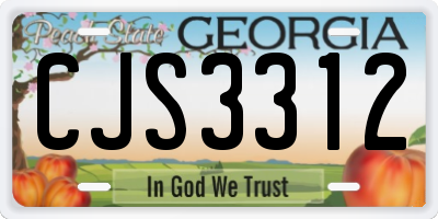 GA license plate CJS3312