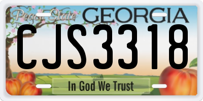 GA license plate CJS3318