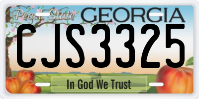 GA license plate CJS3325