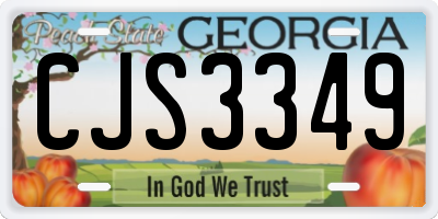 GA license plate CJS3349