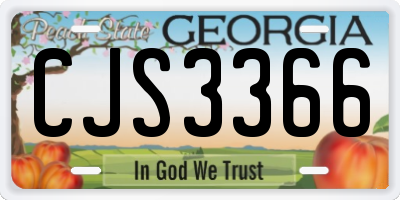 GA license plate CJS3366