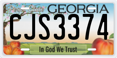 GA license plate CJS3374