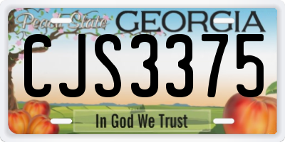 GA license plate CJS3375