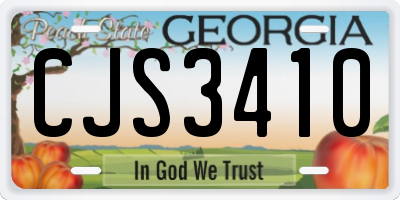 GA license plate CJS3410