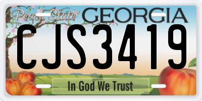 GA license plate CJS3419