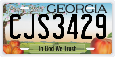 GA license plate CJS3429