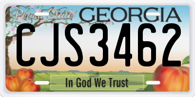 GA license plate CJS3462