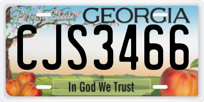 GA license plate CJS3466