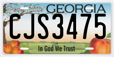 GA license plate CJS3475