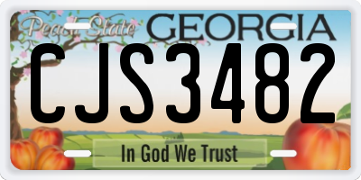 GA license plate CJS3482