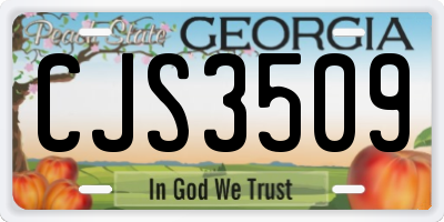 GA license plate CJS3509