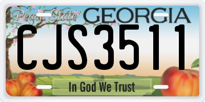 GA license plate CJS3511