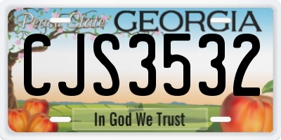 GA license plate CJS3532