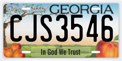 GA license plate CJS3546