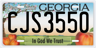GA license plate CJS3550
