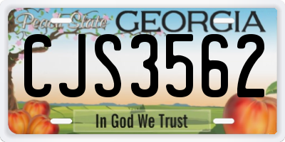 GA license plate CJS3562