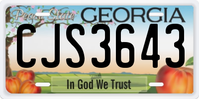 GA license plate CJS3643