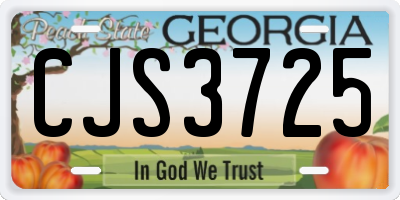 GA license plate CJS3725