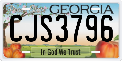GA license plate CJS3796