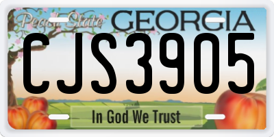GA license plate CJS3905