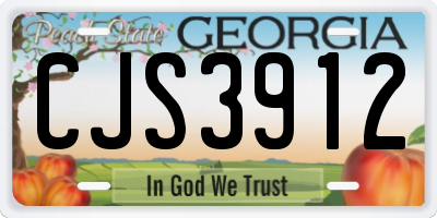 GA license plate CJS3912