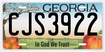 GA license plate CJS3922