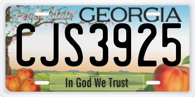 GA license plate CJS3925