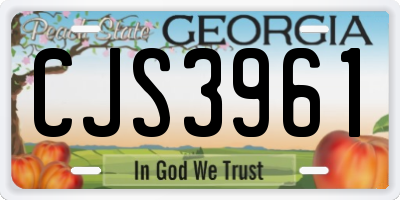 GA license plate CJS3961